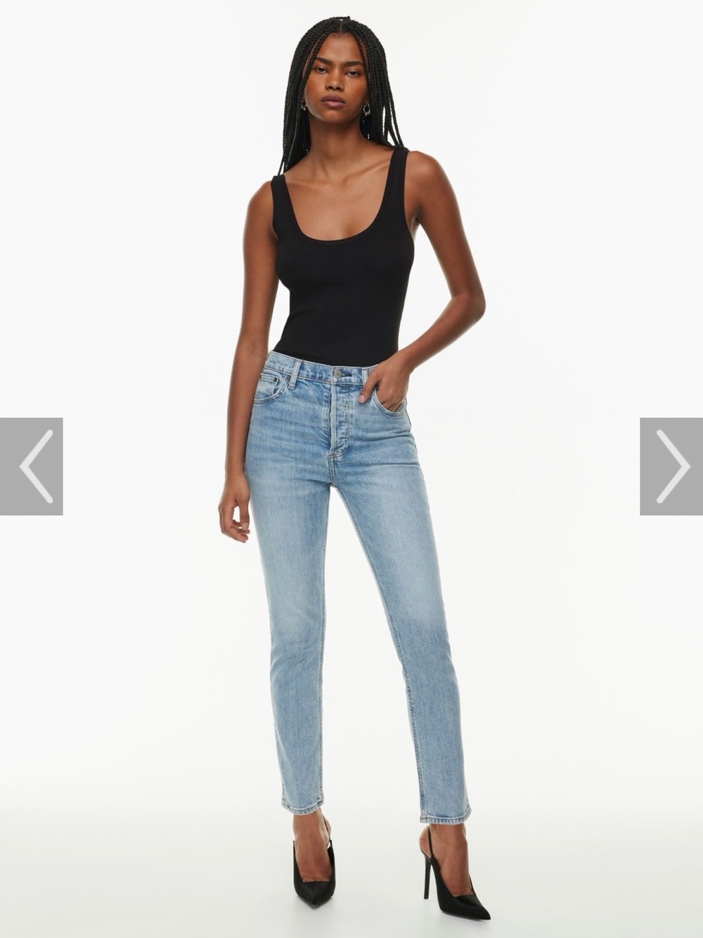 Denim Forum Yoko Slim High-Rise Straight Jeans - Light Blue